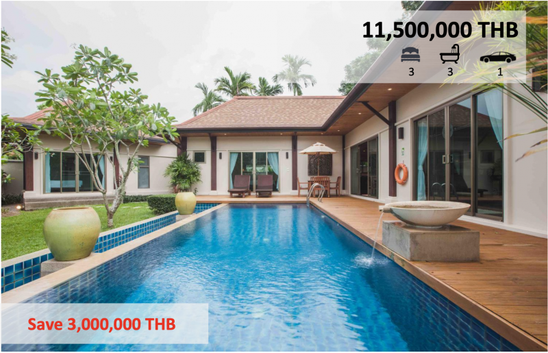 Picture 3 Bedroom Pool Villa for Sale with a Discounted Price in Nai Harn