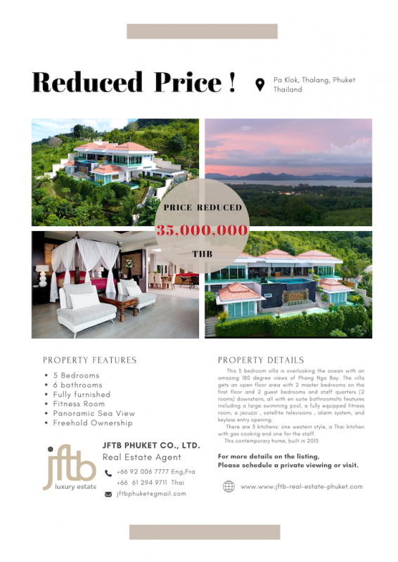 Picture Superb 5 bedroom pool villa Phuket with Sea Views for sale in Paklok