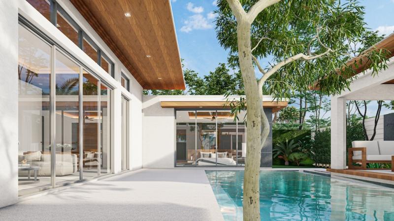 照片 迈考海滩出售的全新热带私人泳池别墅。