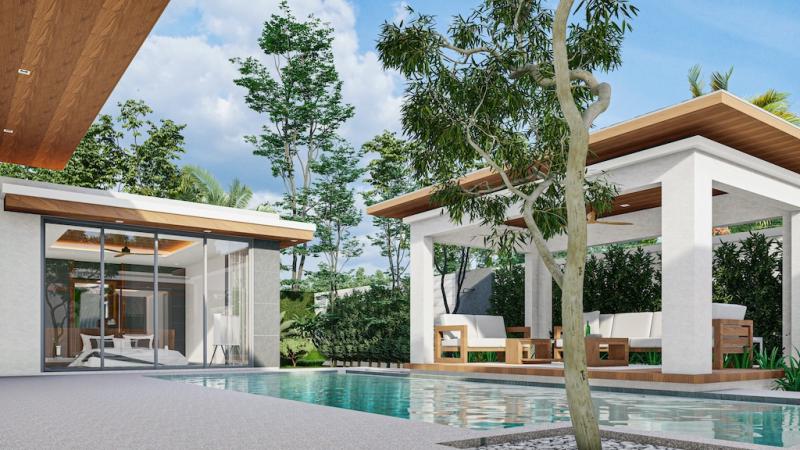Photo Villa tropicale neuve avec piscine privée à vendre à Mai Khao Beach.