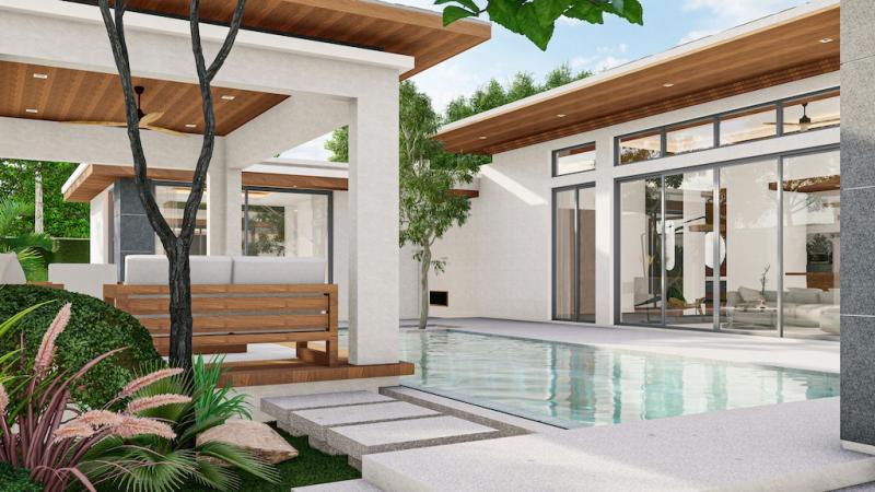 照片 迈考海滩出售的全新热带私人泳池别墅。